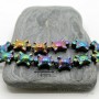 Hematite "Turtles" with titanium coating rainbow color AB, 2 pieces