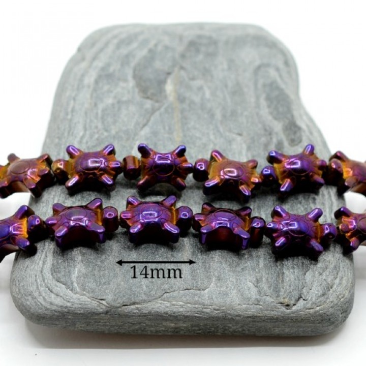 Гематит "Черепашки" с титановым покрытием цвет пурпурный, 2 штуки