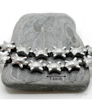 Hematite "Turtles" titanium coated platinum color, 2 pieces