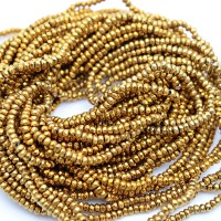 Гематит рондель граненый 3:2мм цвет темное золото, 1 нить(~195 штук)