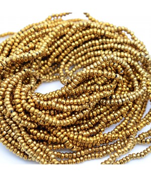 Hematita rondel facetado 3:2mm color oro oscuro, 1 hilo(~195 rondeles)