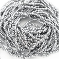 Гематит рондель граненый 3:2мм цвет платина, 1 нить(~195 штук)