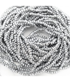 Hematita rondel facetado 3:2mm color platino, 1 hilo(~195 rondeles)