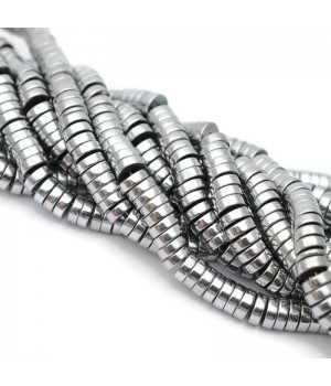 Electroplate Non-magnetic Synthetic Hematite Flat Round Beads Spacers 6:2mm Platinum color, 1 strand(~190 beads)