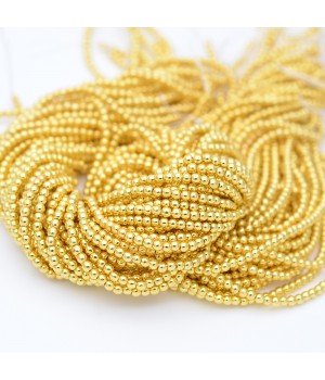 Гематит круглый 2мм цвет золото, нить(185 бусин)