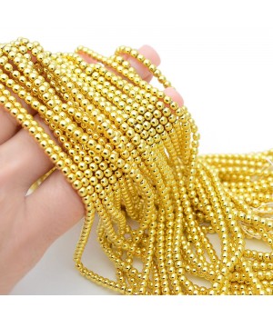 Гематит круглый 3мм цвет золото, нить(140 бусин)