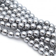 Electroplate Non-magnetic Synthetic Hematite 8mm Round Beads, 1 strand