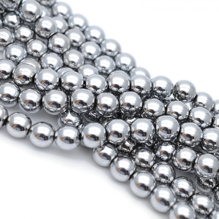 Electroplate Non-magnetic Synthetic Hematite 8mm Round Beads, 1 strand