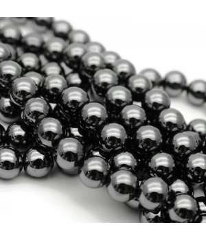 Гематит 10мм чёрный, нить(~42 бусины)