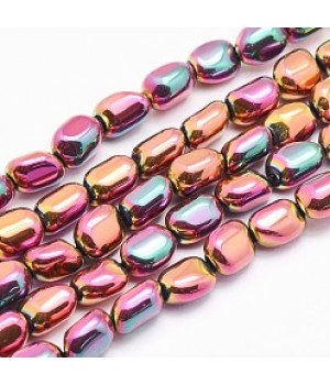 Hematita nuggets 7:4-5mm color arcoiris, 1 hilo