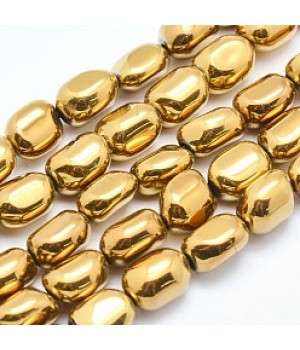 Hematita nuggets 7:4-5mm color oro oscuro, 1 hilo