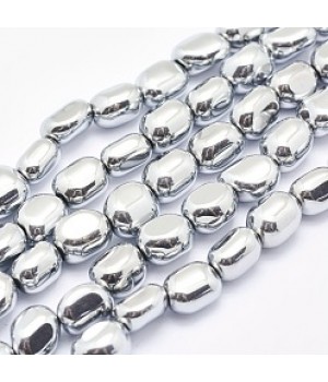 Hematita nuggets 7:4-5mm color platino, 1 hilo