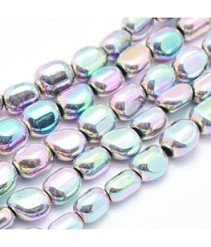 Hematita nuggets 7:4-5mm color arcoiris, 1 hilo