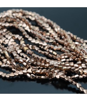 Electroplate Non-magnetic Synthetic Hematite 4mm Heart Beads, 1 strand