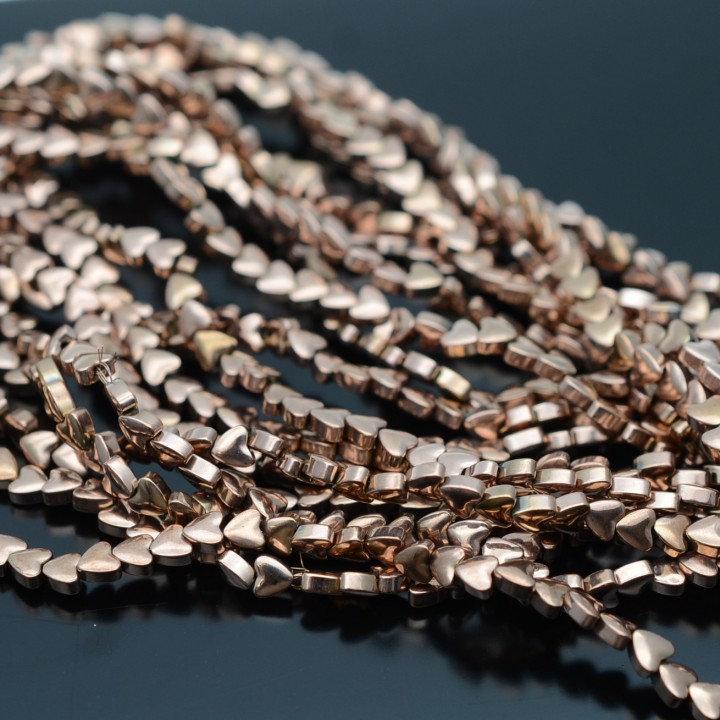 Electroplate Non-magnetic Synthetic Hematite 4mm Heart Beads, 1 strand
