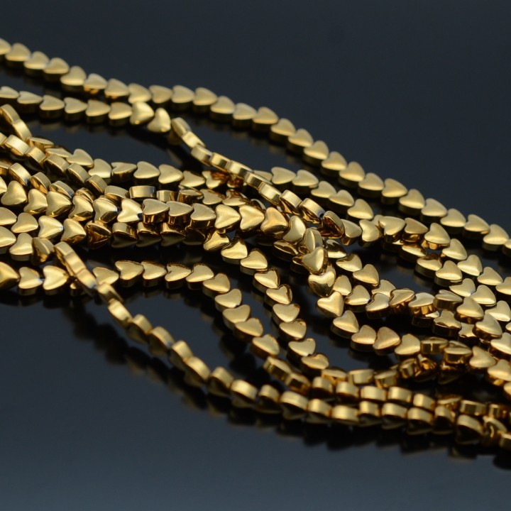 Electroplate Non-magnetic Synthetic Hematite 4mm Heart Beads, 1 strand