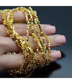 2mm Electroplate Non-magnetic Synthetic Hematite Hexagon Beads, 1 strand(~198 beads)