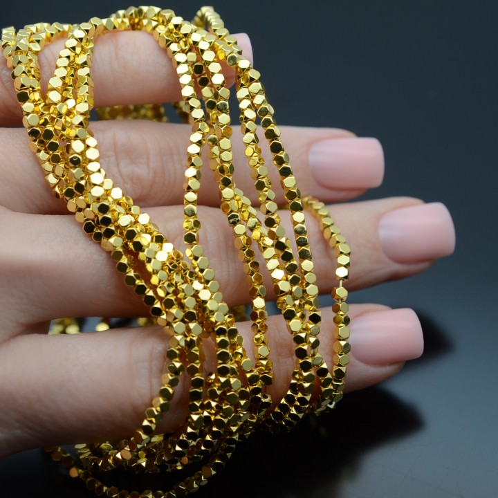 2mm Electroplate Non-magnetic Synthetic Hematite Hexagon Beads, 1 strand(~198 beads)