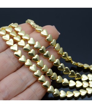 Electroplate Non-magnetic Synthetic Hematite 6mm Heart Beads, 1 strand