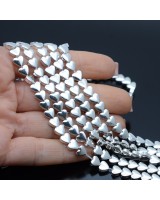 Гематит Сердечко 6мм цвет серебро, нить(73 бусины)