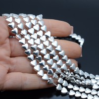Electroplate Non-magnetic Synthetic Hematite 6mm Heart Beads, 1 strand