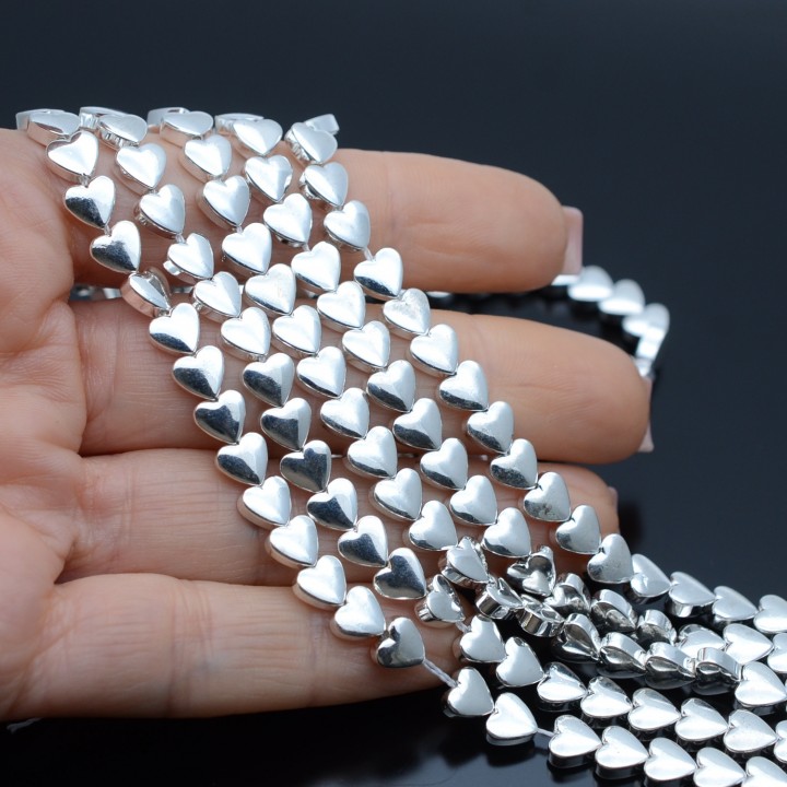 Electroplate Non-magnetic Synthetic Hematite 4mm Heart Beads, 1 strand