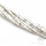 Howlite natural white tube 4~5:2~2.5mm, thread 40cm