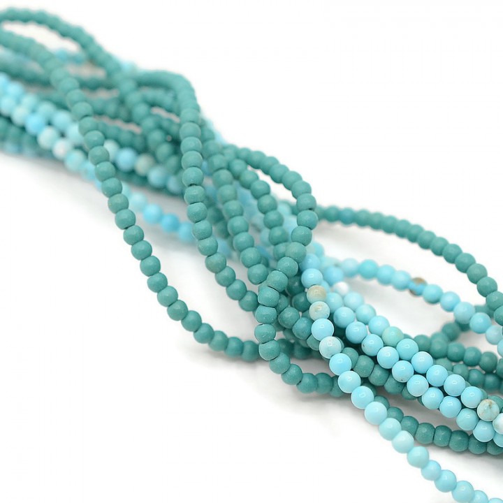 Natural howlite color turquoise ~2mm round, strand 40cm