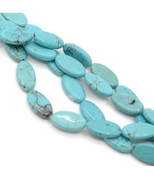 Natural howlite color turquoise oval flat 15:8mm, 1 strand 40cm