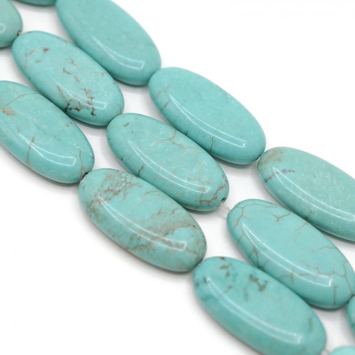 Natural howlite color turquoise oval flat 30:15mm, 2 beads
