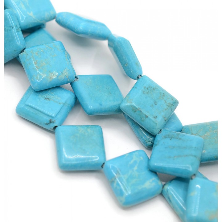 Natural howlite color sky blue rhombus 14mm, 2 beads