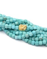 Natural Howlite Beads Faceted Cube 5mm turquoise color, 1 strand