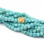 Natural Howlite Beads Faceted Cube 5mm turquoise color, 1 strand