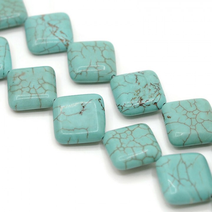 Natural howlite color turquoise rhombus 15mm, 2 beads