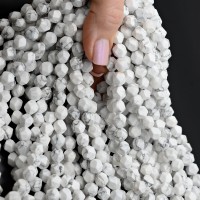 Natural White Howlite Beads 8mm polyhedron shape