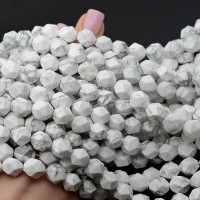 Natural White Howlite Beads 10mm polyhedron shape