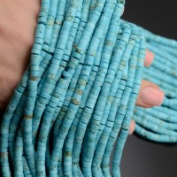 Natural Howlite Flat Round Rondelle Beads 4:2mm, 1 strand