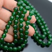 Jade natural(Malasia) 8mm facetado verde, 1 hilo