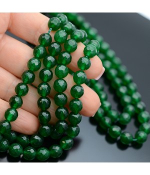 Jade natural(Malasia) 8mm facetado verde, 1 hilo