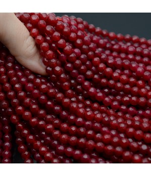 6mm Dark Red Round Malaysian Jade Beads(Natural Chalcedony), 1 strand