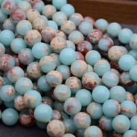 Synthetic Aqua Terra Jasper Round Beads 10mm, 1 strand