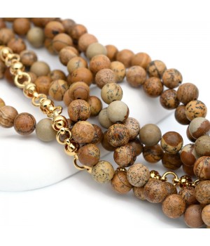 Jaspe paisina natural forma bols 8mm, hilo 40cm