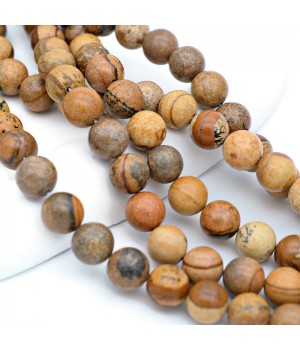 Jaspe paisina natural forma bols 10mm, hilo 40cm