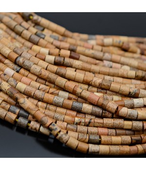 Jaspe paisina natural cilindro 4:4mm, 1 hilo de 38cm
