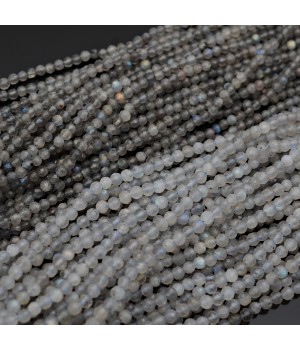 Natural Rainbow Labrador Round Faceted Beads 4mm, 1 strand