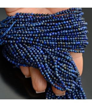 Lapislázuli natural 3mm bola facetada, 1 hilo