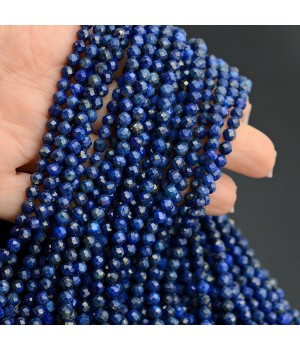 Lapislázuli natural 4mm bola facetada, 1 hilo