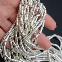 Cuentas de lava volcánica 3:5mm color plata, 1 hilo