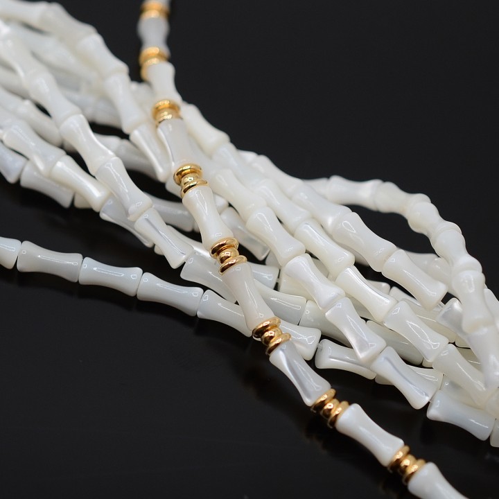 Natural Trochid Shell Beads 7:4mm Bamboo Stick, 1 strand