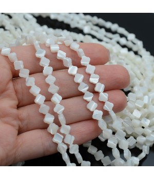 Natural Trochus Shell Beads Clover ~6mm white color, 10 beads